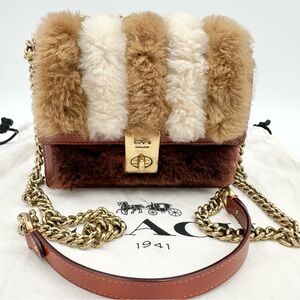 Coach Furry Crossbody Bag in Brown and Cream